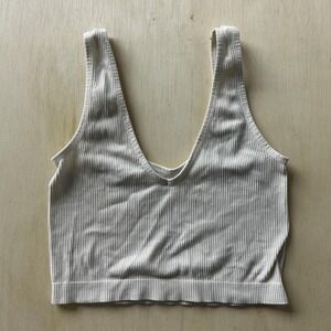 Colsie Bralette Womens Medium White Ribbed Knit Wireless Unpadded Lounge